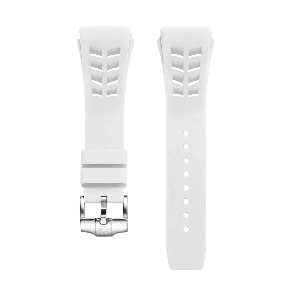 Fluoro rubber Watch Strap For Men White 25mm | Wishdoit Watches