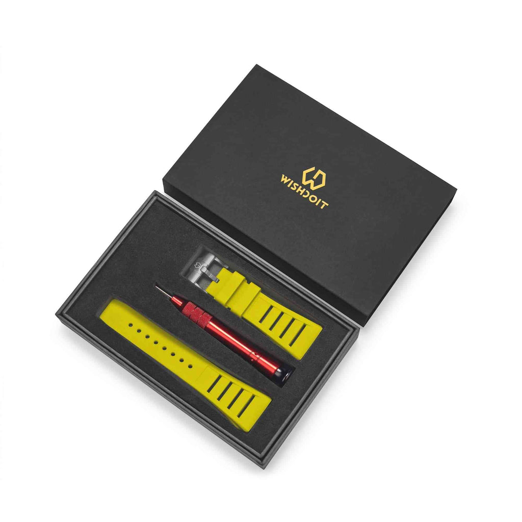 Fluoro rubber Watch Strap Yellow 25mm | Wishdoit Watches